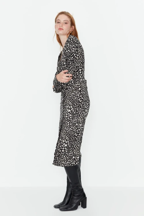 Multi Yaka Dekolteli Uzun Kollu Gömlek Elbise BCBSK-25700-K7365