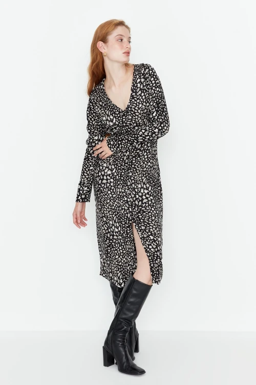 Multi Yaka Dekolteli Uzun Kollu Gömlek Elbise BCBSK-25700-K7365