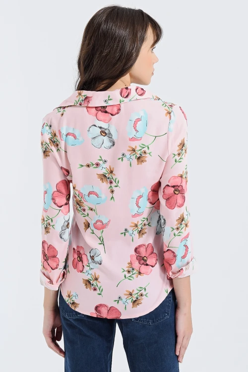 Pembe Uzun Kollu Düğmeli Oversize Gömlek BCBSK-25700-2711