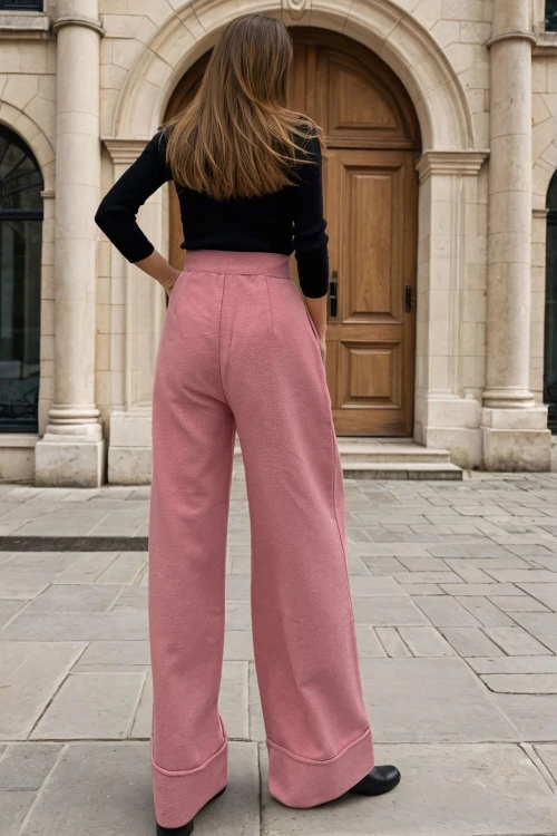 Pembe Yüksek Bel Salaş Pantolon BCBSK-25700-3450