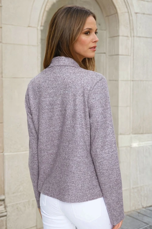 Pudra Kendinden Dokulu Çift Taraflı Ceket Hırka BCBSK-25700-2975