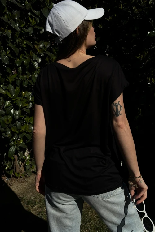 Siyah Color Block Salaş T-Shirt BCBSK-25700-3207