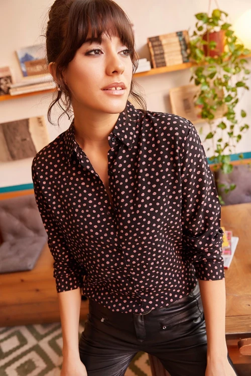 Siyah Desenli Uzun Kol Gömlek BCBSK-25700-K4924