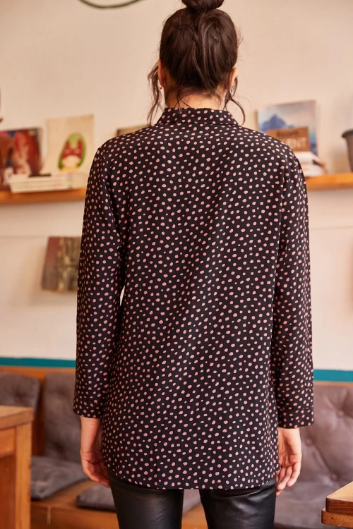 Siyah Desenli Uzun Kol Gömlek BCBSK-25700-K4924