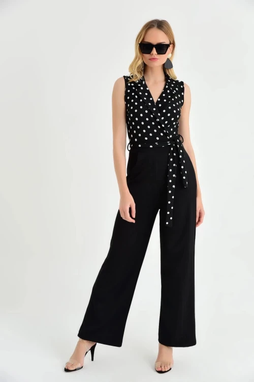 Siyah Kruvaze Yaka Bağlamalı Tulum BCBSK-25700-K4203