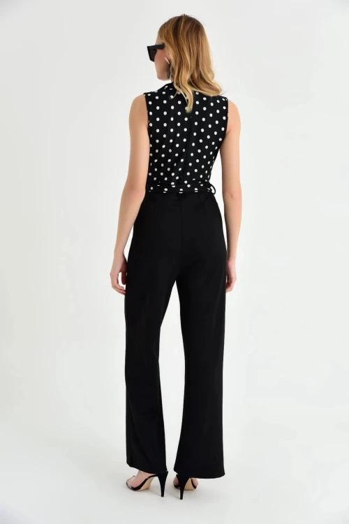 Siyah Kruvaze Yaka Bağlamalı Tulum BCBSK-25700-K4203