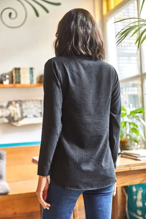 Siyah Uzun Kollu Gömlek BCBSK-25700-K7335