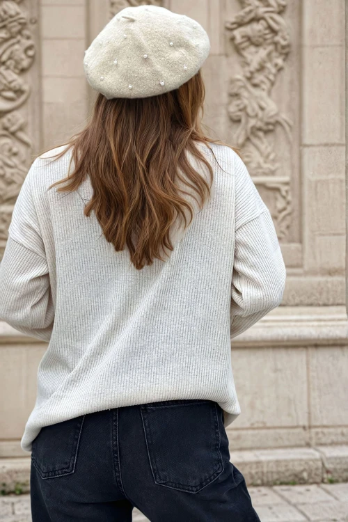 Taş Düğme Detaylı Uzun Kol Bluz BCBSK-25700-K5591