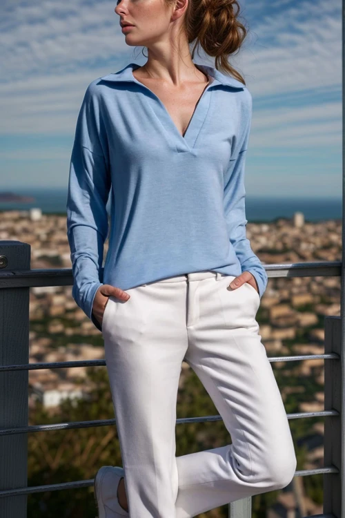 Bebe Mavi Polo Yaka Bluz BCBSK-25700-2940