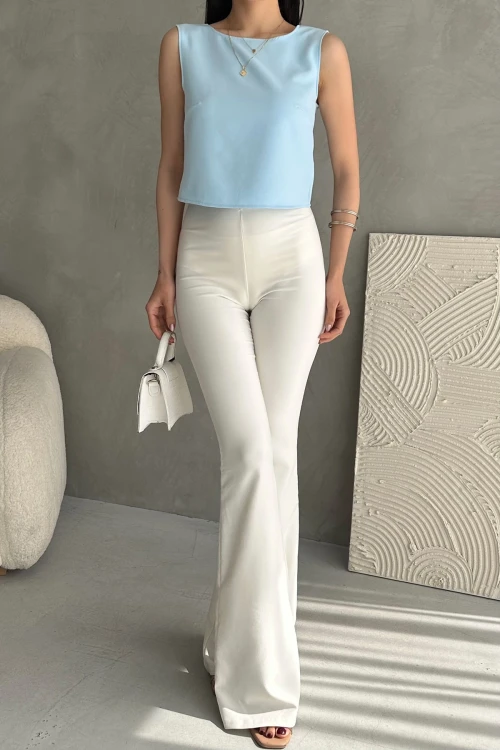 Bebe Mavi Sırt Dekolteli Kolsuz Yazlık Bluz BCDF-252188