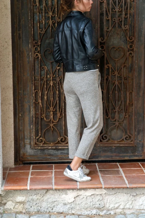 Bej Beli Lastikli Cepli Salaş Yün Eşofman Altı BCBSK-25700-2989