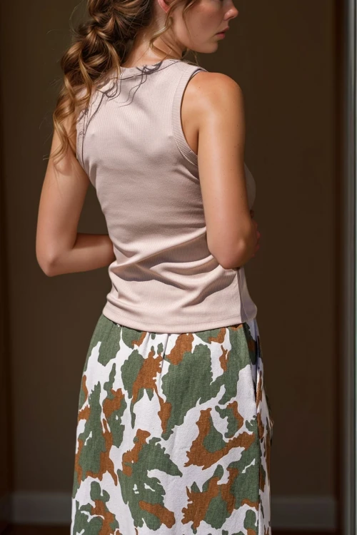 Bej Kolsuz Likralı Fitilli Basic Tshirt BCBSK-25700-3590