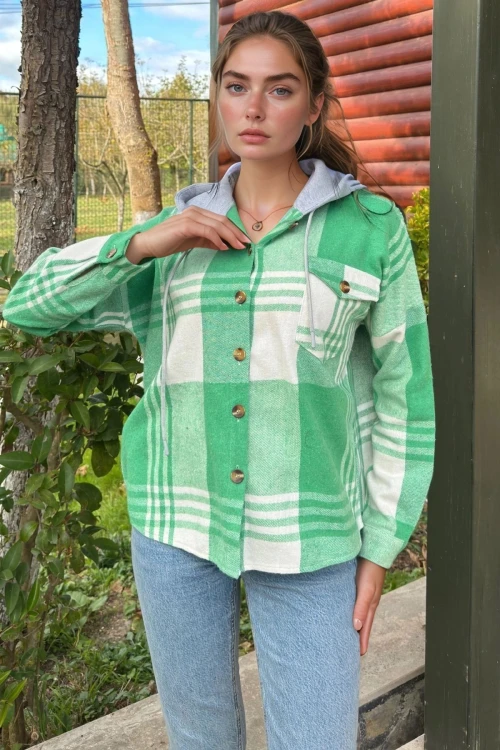 Benetton Kapüşonlu Oversize Uzun Kollu Gömlek BCBSK-25700-3667