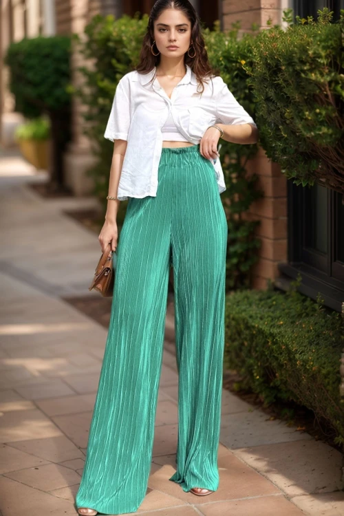 Benetton Kendinden Dokulu Beli Lastikli Bol Paça Salaş Pantolon BCBSK-25700-3578