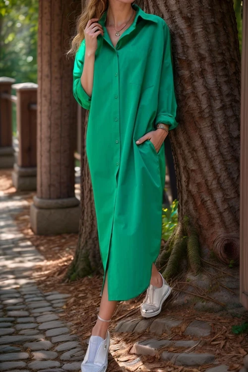 Benetton Poplin Uzun Cepli Gömlek Elbise BCBSK-25700-3555