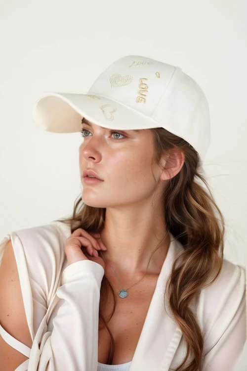 Beyaz Love Nakışlı Kep BCNSV-2514503