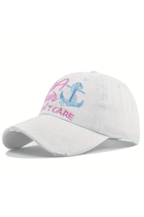 Beyaz Yıkamalı Nakışlı Kep BCNSV-2514544