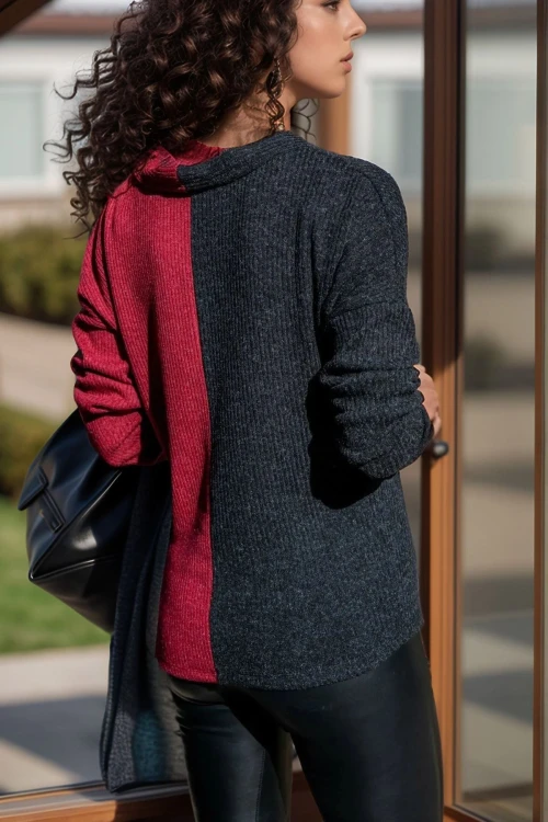 Bordo Antrasit V Yaka Bloklu Kazak BCBSK-25700-2778