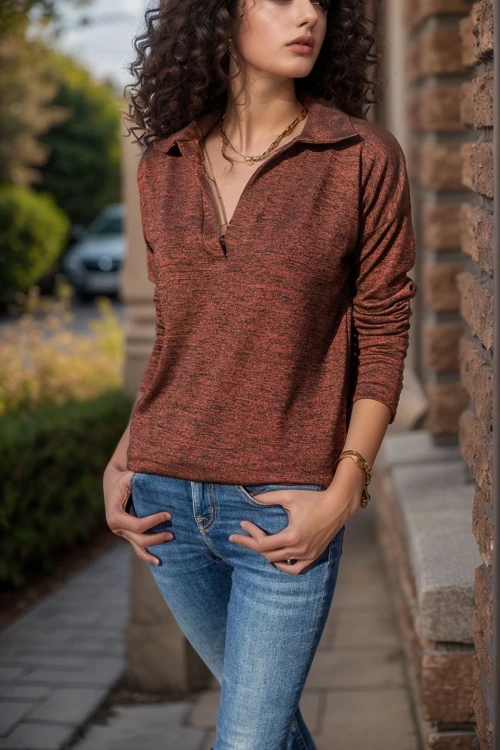 Bordo Polo Yaka Yumuşak Dokulu Bluz BCBSK-25700-2749