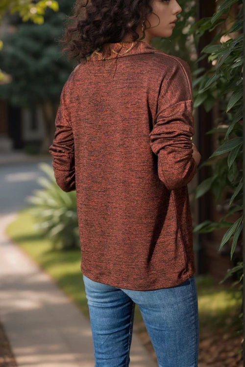 Bordo Polo Yaka Yumuşak Dokulu Bluz BCBSK-25700-2749