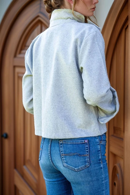 Gri Kaşe Cepli Düğmeli Kısa Ceket BCBSK-25700-3291