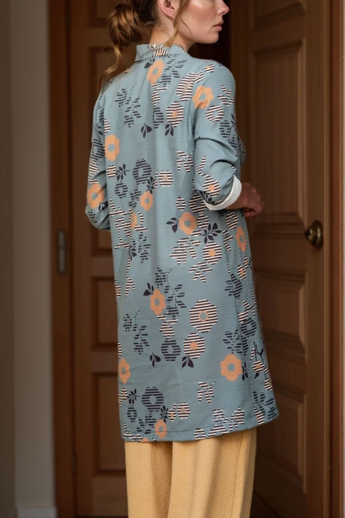 Gri Rahat Kalıp Mevsimlik Desenli Ceket BCBSK-25700-2927