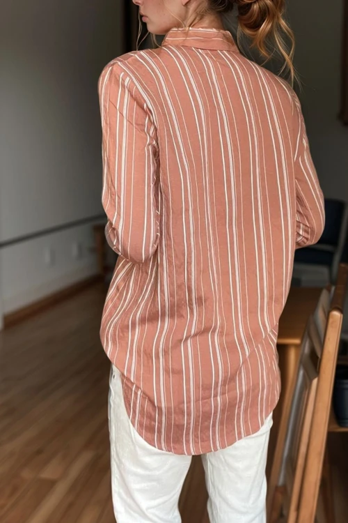 Gül Kurusu Gül Kurusu Kendinden Dokulu Yumuşak Tek Cep Gömlek BCBSK-25700-3266