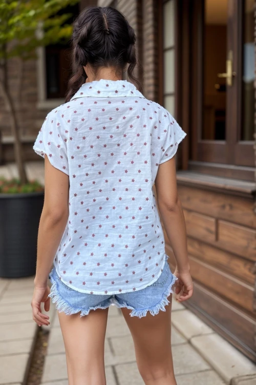 Gül Kurusu Yıldız Nakışlı Kolsuz Salaş Gömlek BCBSK-25700-3622