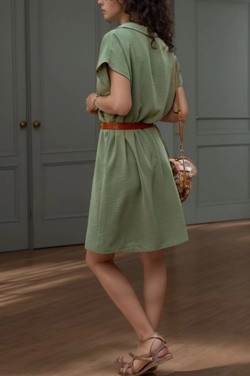 Haki Polo Yaka Airobin Elbise BCBSK-25700-2883