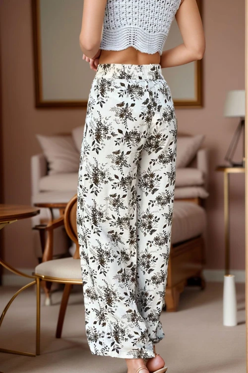 Kahve Beli Lastikli Cepli Desenli Bol Kesim Pantolon BCBSK-25700-3644