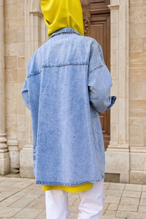 Kar Yıkama Kar Yıkama Uzun Oversize Kot Ceket BCBSK-25700-KT0048