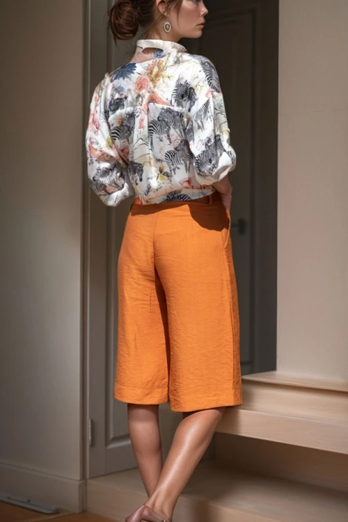 Kiremit Cepli Duble Paça Keten Bermuda Şort BCBSK-25700-2912