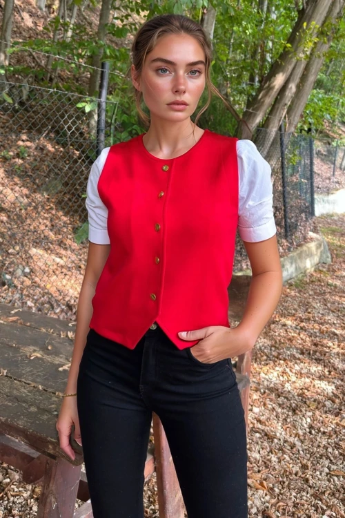 Kırmızı Rahat Kalıp Yelek BCBSK-25700-3674