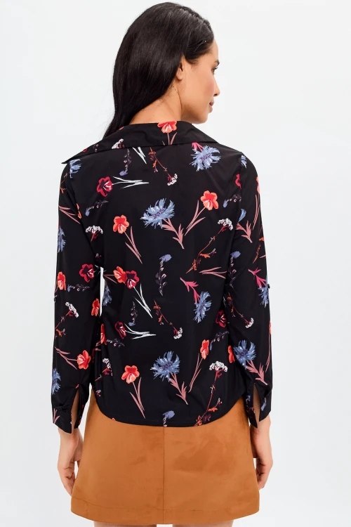 Lacivert Çiçek Desenli Gömlek BCBSK-25700-T4010-1050