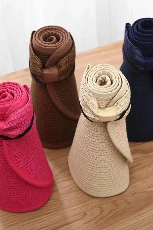 Lacivert Fiyonklu Geniş Üstü Açık Hasır Vizör Şapka BCNSV-2514624