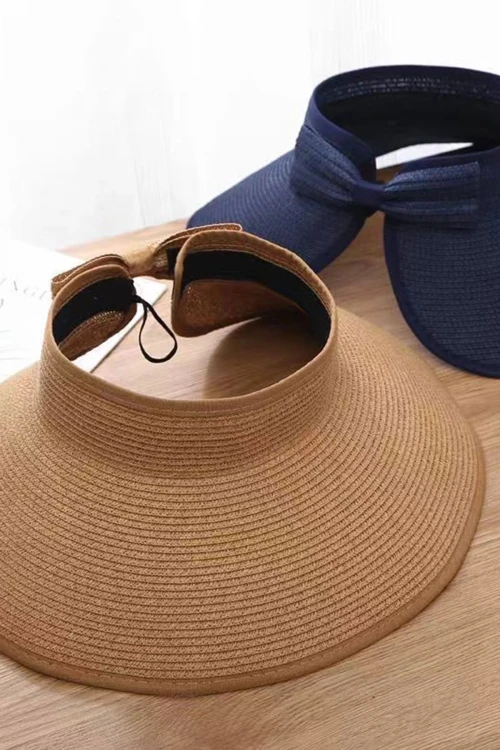 Lacivert Fiyonklu Geniş Üstü Açık Hasır Vizör Şapka BCNSV-2514624