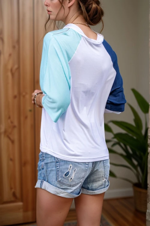 Lacivert Mint Mint Bloklu Dekolteli Salaş T BCBSK-25700-3265