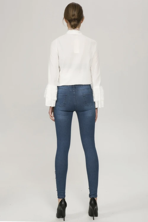 Mavi2 Yüksek Bel Taşlı Denim Pantolon BCBSK-25753-588-02045