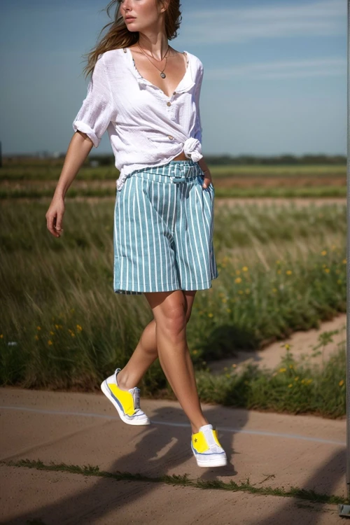 Mint Kendinden Kemerli Cepli Piliseli Gabardin Şort BCBSK-25700-3562