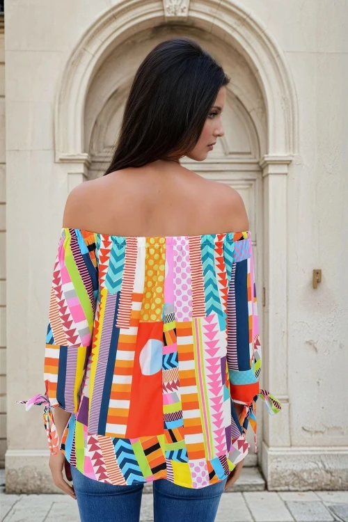 Multi Düşük Yaka Desenli Bluz BCBSK-25700-T4013-1130