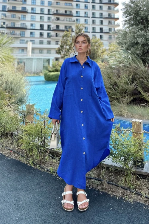 Saks Hafif Kumaş Oversize Elbise BCBSK-25700-3440