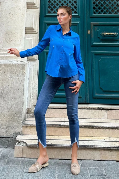 Saks Oversize Uzun Kollu Gömlek BCBSK-25700-3536