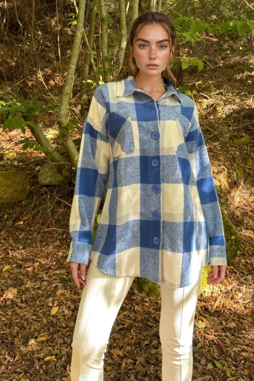 Saks Oversize Yumuşak Dokulu Kaşe Cepli Gömlek BCBSK-25700-3539