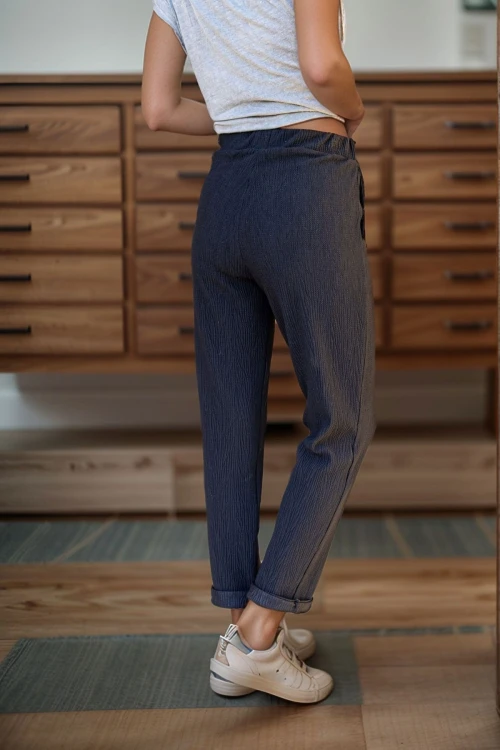 Siyah Kendinden Dokulu Beli Lastikli Cepli Pantolon BCBSK-25700-3273