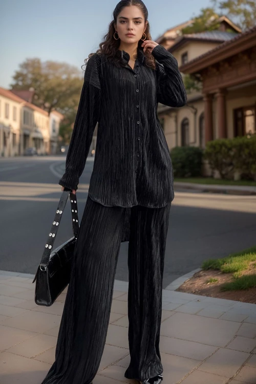 Siyah Oversize İkili Alt Üst Takım BCBSK-25700-3573