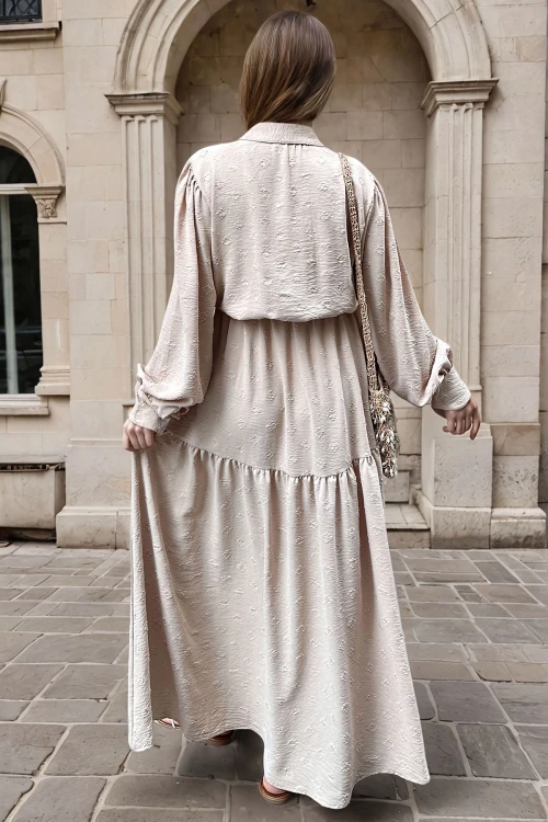 Taş Beli Bağlamalı Uzun Elbise BCBSK-25700-3550