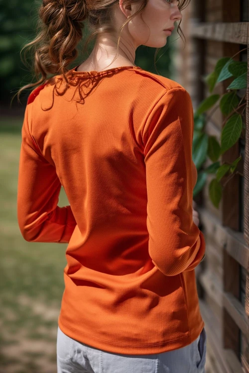 Turuncu Apoletli Yarım Patlı Kaşkorse Bluz BCBSK-25700-3283