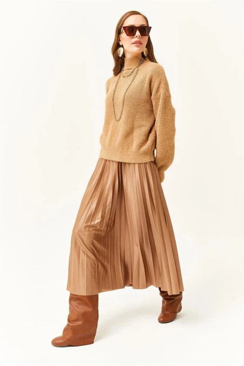 Vizon Pileli Saten Yüzey Uzun Etek BCBSK-25700-K7605