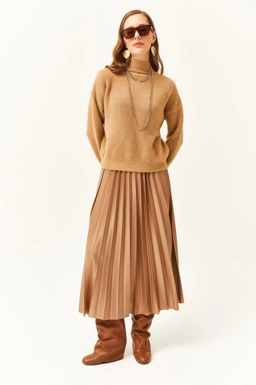 Vizon Pileli Saten Yüzey Uzun Etek BCBSK-25700-K7605