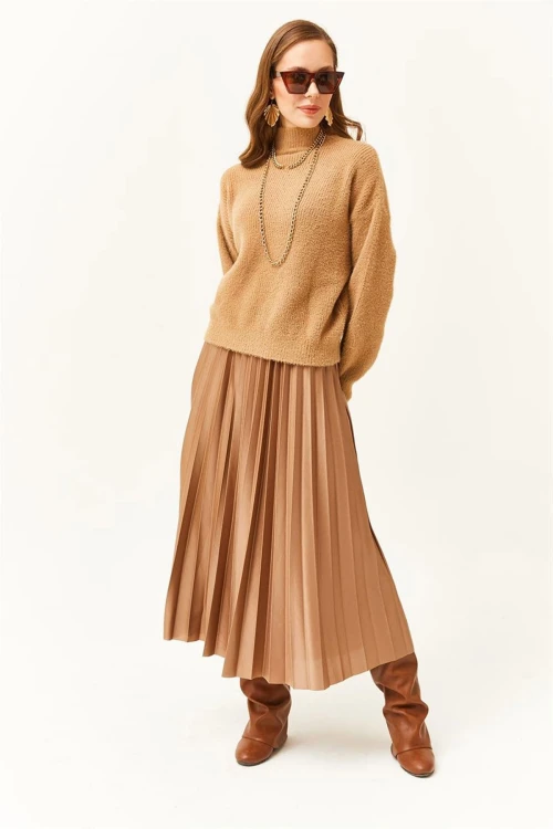 Vizon Pileli Saten Yüzey Uzun Etek BCBSK-25700-K7605